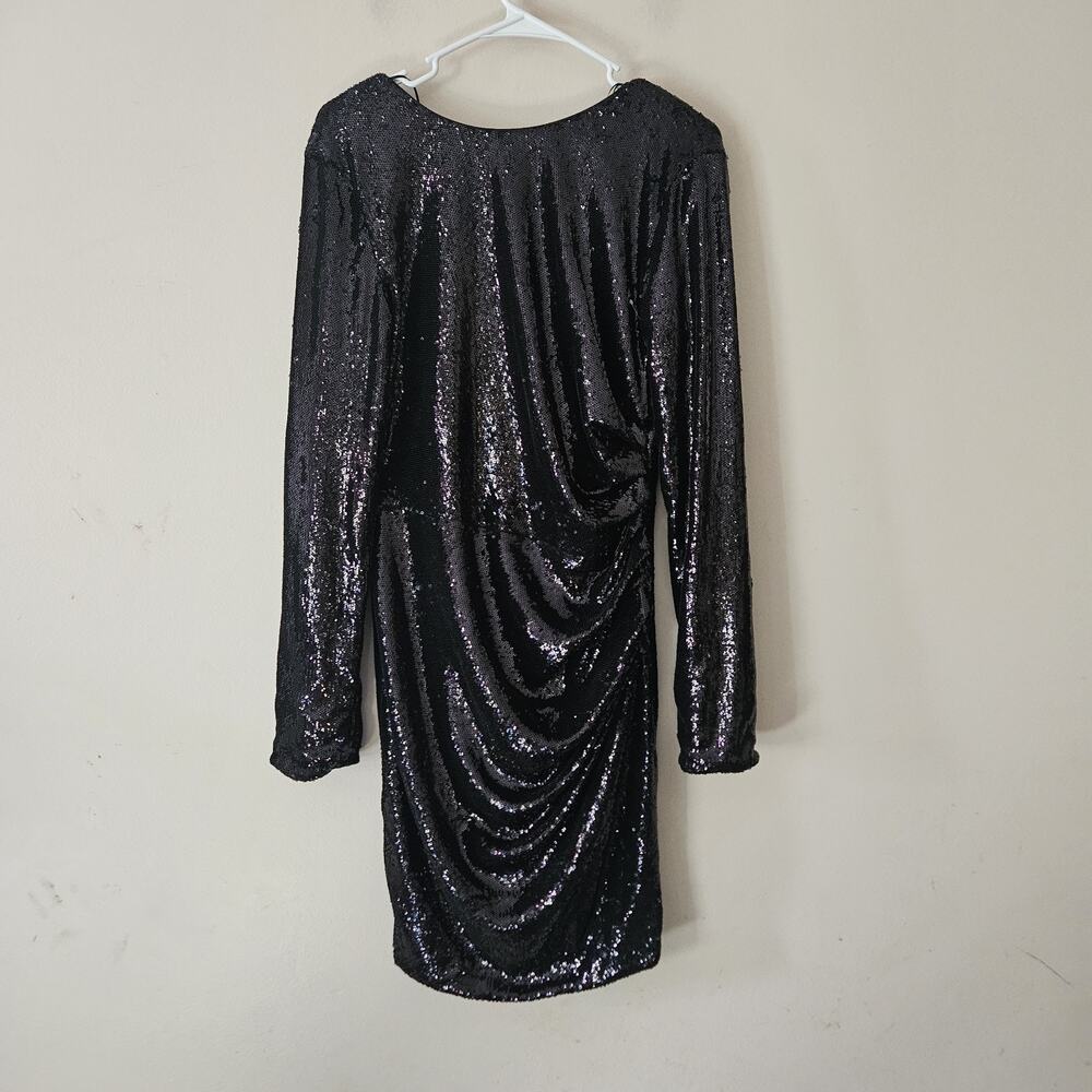 Dress the Population Sequin Long Sleeve Black Midi Dress Size XL New With Tags